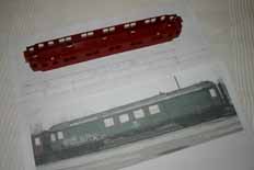 Fleischmann sleeping car body compared with photograph and drawing