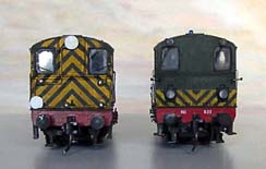 Comparison of the cab end of the finished model showing SR style electric headlamps